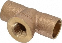 NIBCO - Cast Copper Pipe Tee: 1/2″ x 1/2″ x 1/4″ Fitting, C x C x