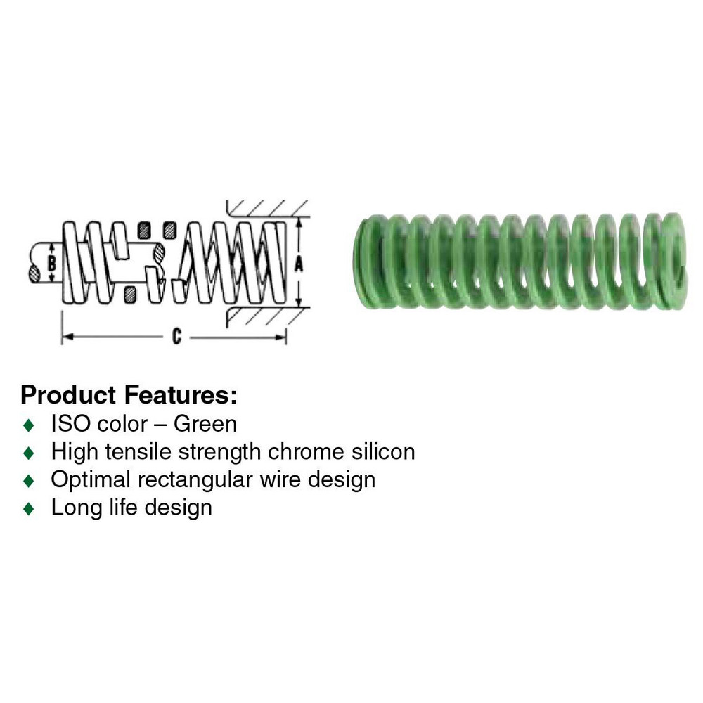 Dayton Lamina Die Spring 1/2" Hole Dia, 9/32" Rod Dia, 4" Free