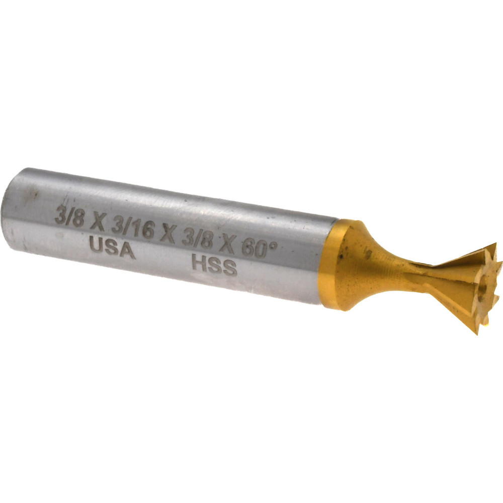 Dovetail Cutter: 60 °, 3/8" Cut Dia, 3/16" Cut Width, High Speed Steel