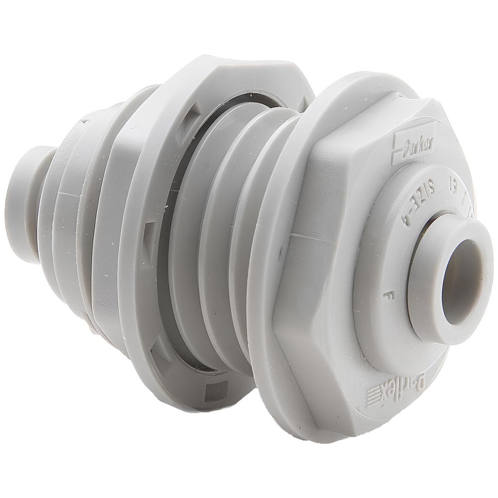 Push-To-Connect Tube Fitting: Bulkhead Union, 3/8 x 1/4" OD
