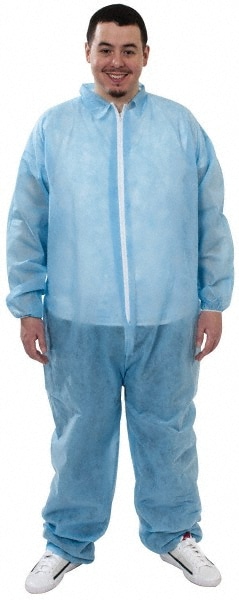 Disposable Coveralls: Size 2X-Large, 1.60 oz, Polypropylene, Zipper Closure