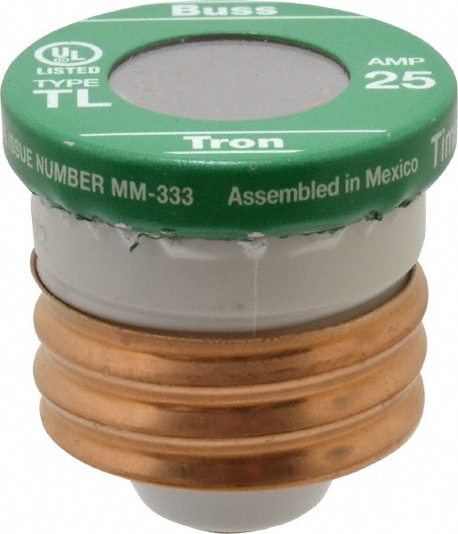 Plug Time Delay Fuse: 25 A, 2-1/4" Dia