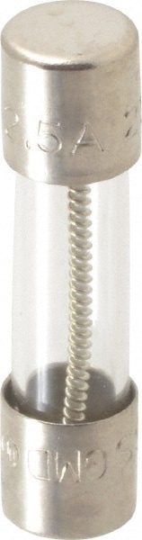 Cartridge Time Delay Fuse: 2.5 A, 20 mm OAL, 5 mm Dia