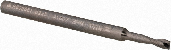 Square End Mill: 0.0787'' Dia, 0.1181'' LOC, 2 Flutes, Solid Carbide