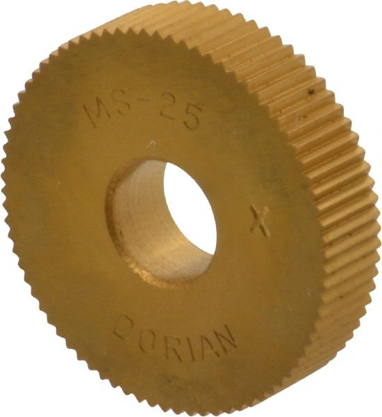 Dorian Tool 73310125314 Standard Knurl Wheel: 1" Dia, 90 ° Tooth Angle, 25 TPI, Straight, Cobalt 