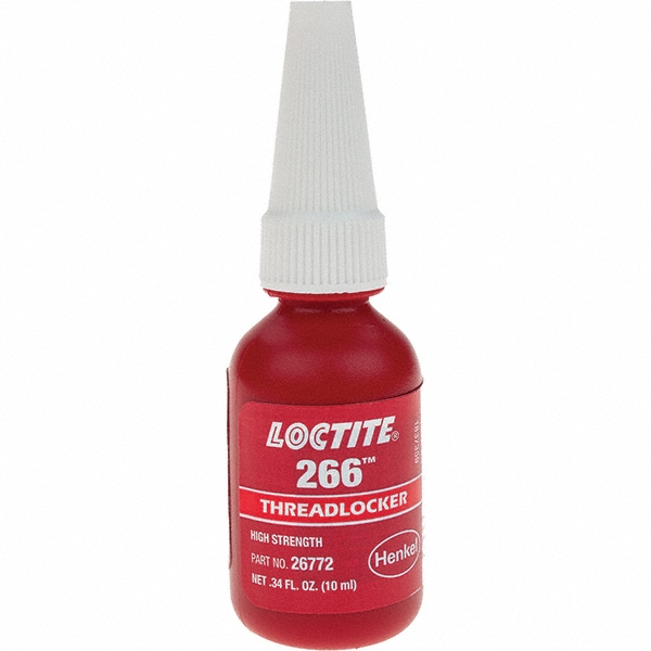 Threadlocker: Red, 10 mL, Bottle - High Strength, Series 266