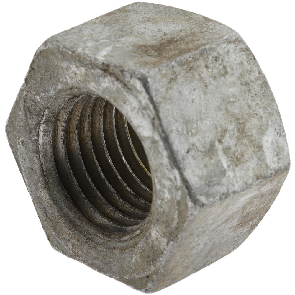 Hex Nut: 1-1/4 - 7, Grade 2 Steel, Hot Dipped Galvanized Finish