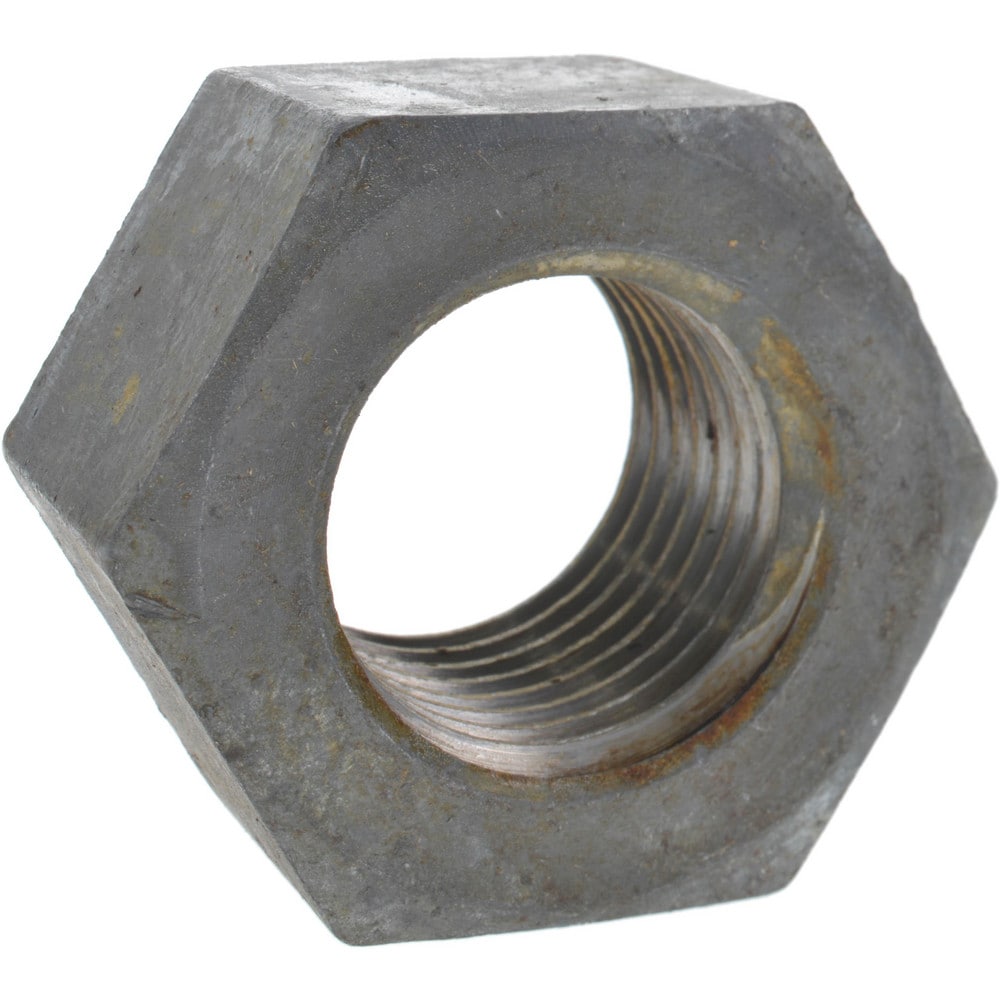 Hex Nut: 2 - 4-1/2, Grade 2 Steel, Hot Dipped Galvanized Finish