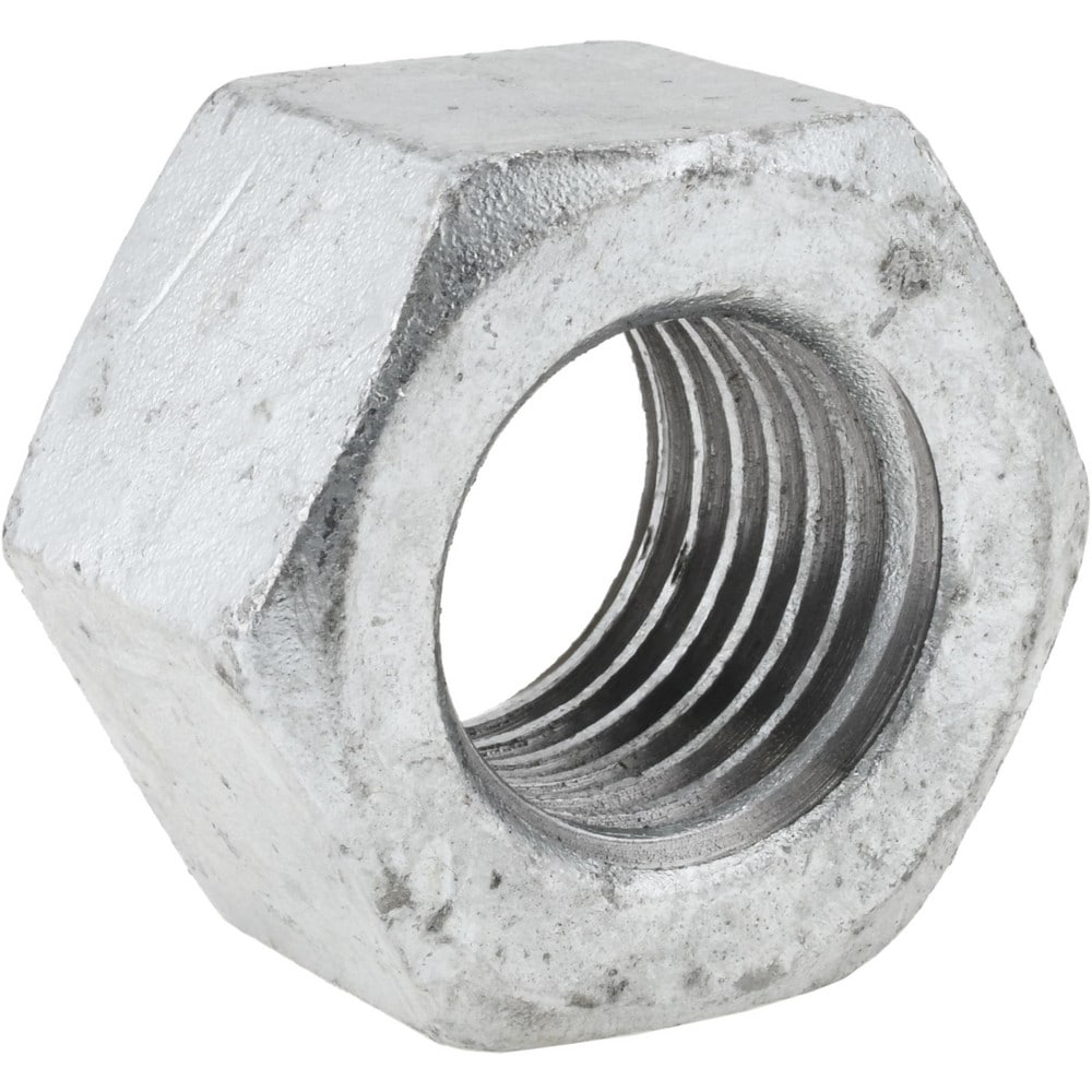Hex Nut: 1-1/8 - 7, Grade 2 Steel, Hot Dipped Galvanized Finish