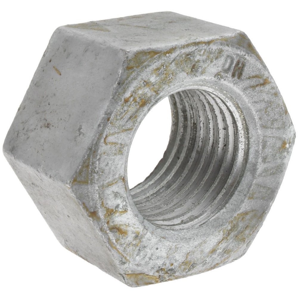 Hex Nut: 1-1/2 - 6, A563 Grade DH Steel, Hot Dipped Galvanized Finish