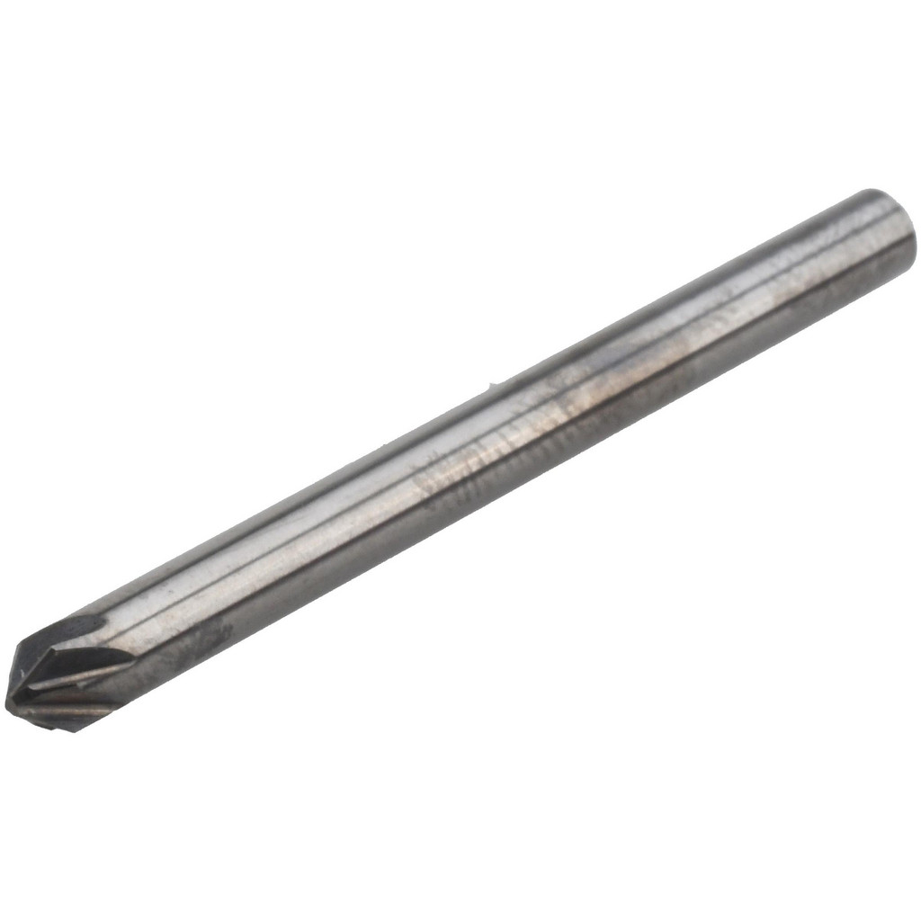 M.A. Ford® Countersink: 1/8" Head Dia, 82 deg Included Angle, 6 Flute, Solid Carbide, Right Hand Cut - 1/8" Shank Dia, 1-1/2" OAL, Bright/Uncoated