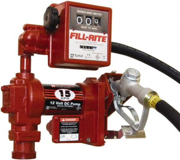 Tuthill FR1211H 15 GPM, 3/4" Hose Diam, DC Tank Pump with Manual Nozzle & 807C Meter 