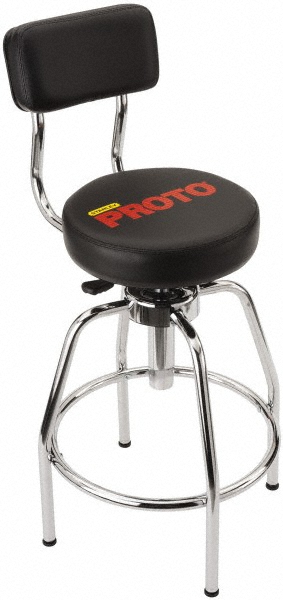 Heavy-Duty Stool: Vinyl, 14" Seat Width, 3" Seat Depth, Black - Round Height