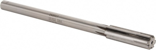 Made in USA 240017 Chucking Reamer: 17/32" Dia, 8" OAL, 2" Flute Length, Straight Shank, Solid Carbide Image