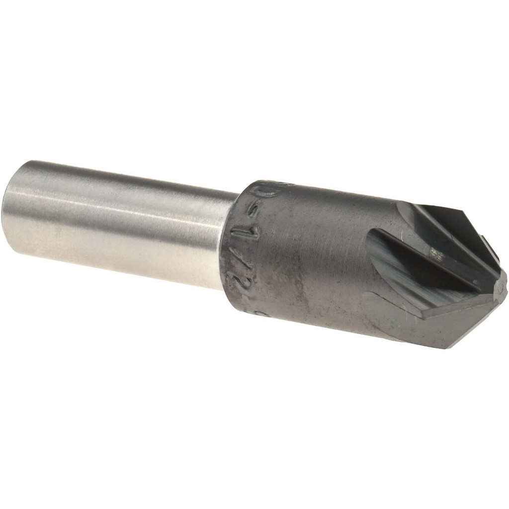 M.A. Ford® Countersink: 1/2" Head Dia, 90 deg Included Angle, 6 Flute, High-Speed Steel, Right Hand Cut - 3/8" Shank Dia, 2" OAL, ALtima® Blaze Finish