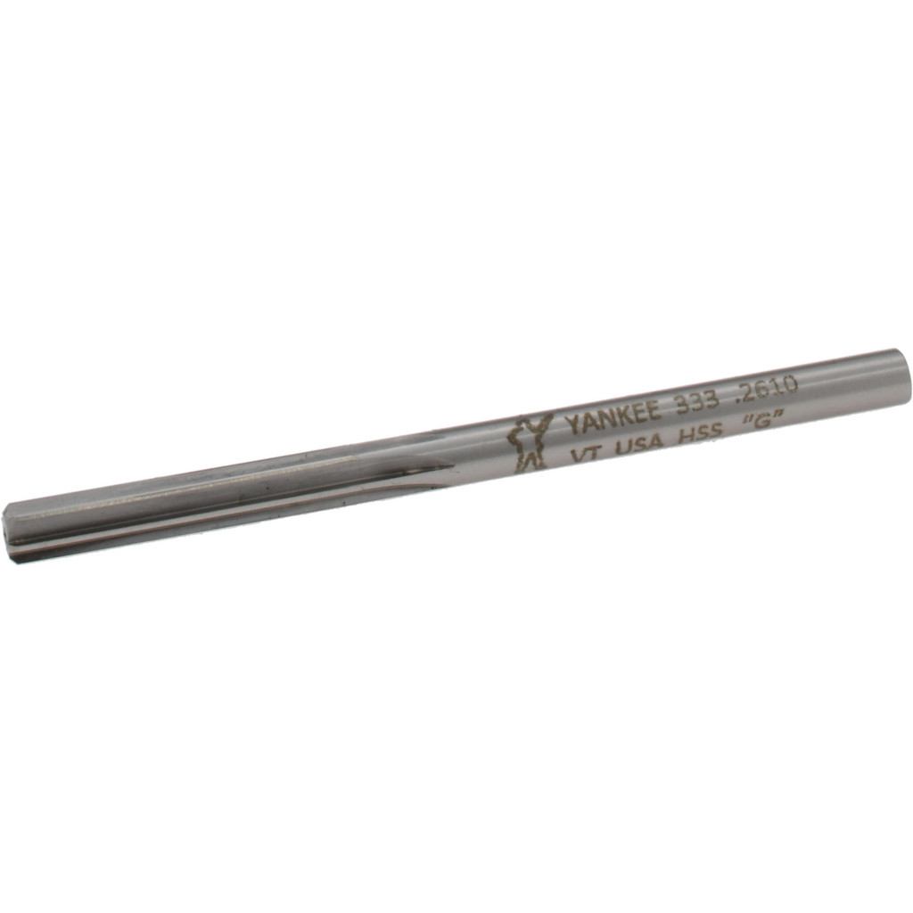 Made in USA 333-0.2610 Chucking Reamer: 0.261" Dia, 4-1/8" OAL, 1-1/2" Flute Length, Straight Shank, High Speed Steel Image