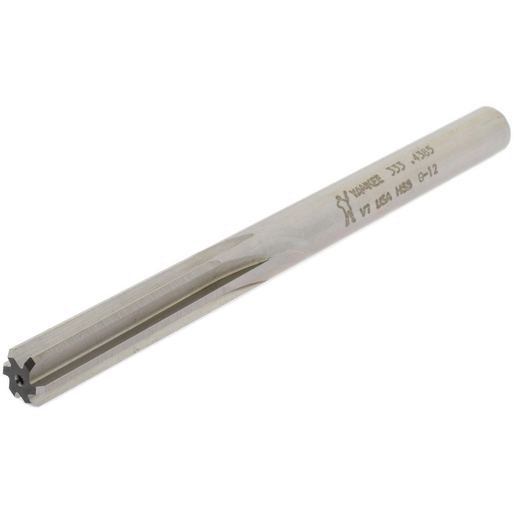Made in USA 333-0.4385 Chucking Reamer: 0.4385" Dia, 5-1/2" OAL, 1-3/4" Flute Length, Straight Shank, High Speed Steel Image