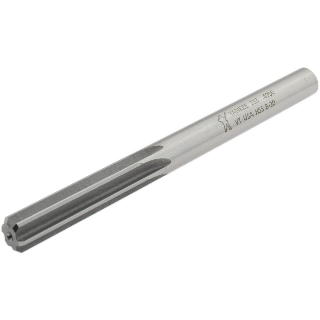 Made in USA 333-0.4990 Chucking Reamer: 0.499" Dia, 5-7/8" OAL, 2" Flute Length, Straight Shank, High Speed Steel Image