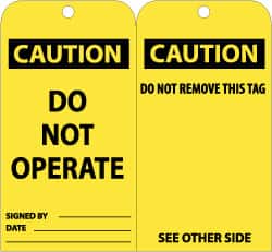 Lockout Tag: 3" High, Unrippable Vinyl, "CAUTION"