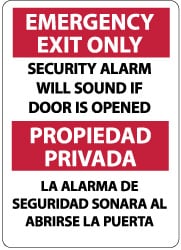 Nmc Emergency Exit Only Security Alarm Will Sound If Door Is Opened Aluminum Exit Sign Msc Industrial Supply