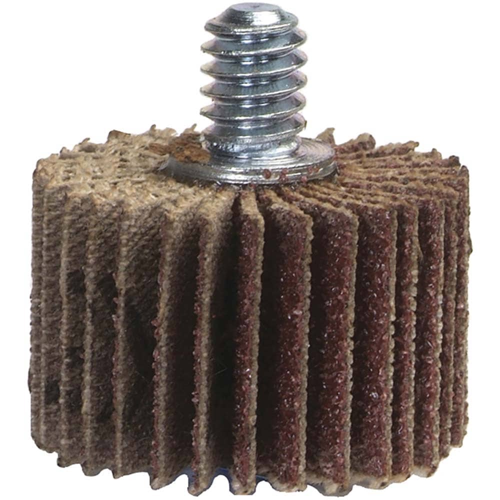 Mounted Flap Wheel: 1" Dia, 1" Face Width, 240 Grit, Aluminum Oxide