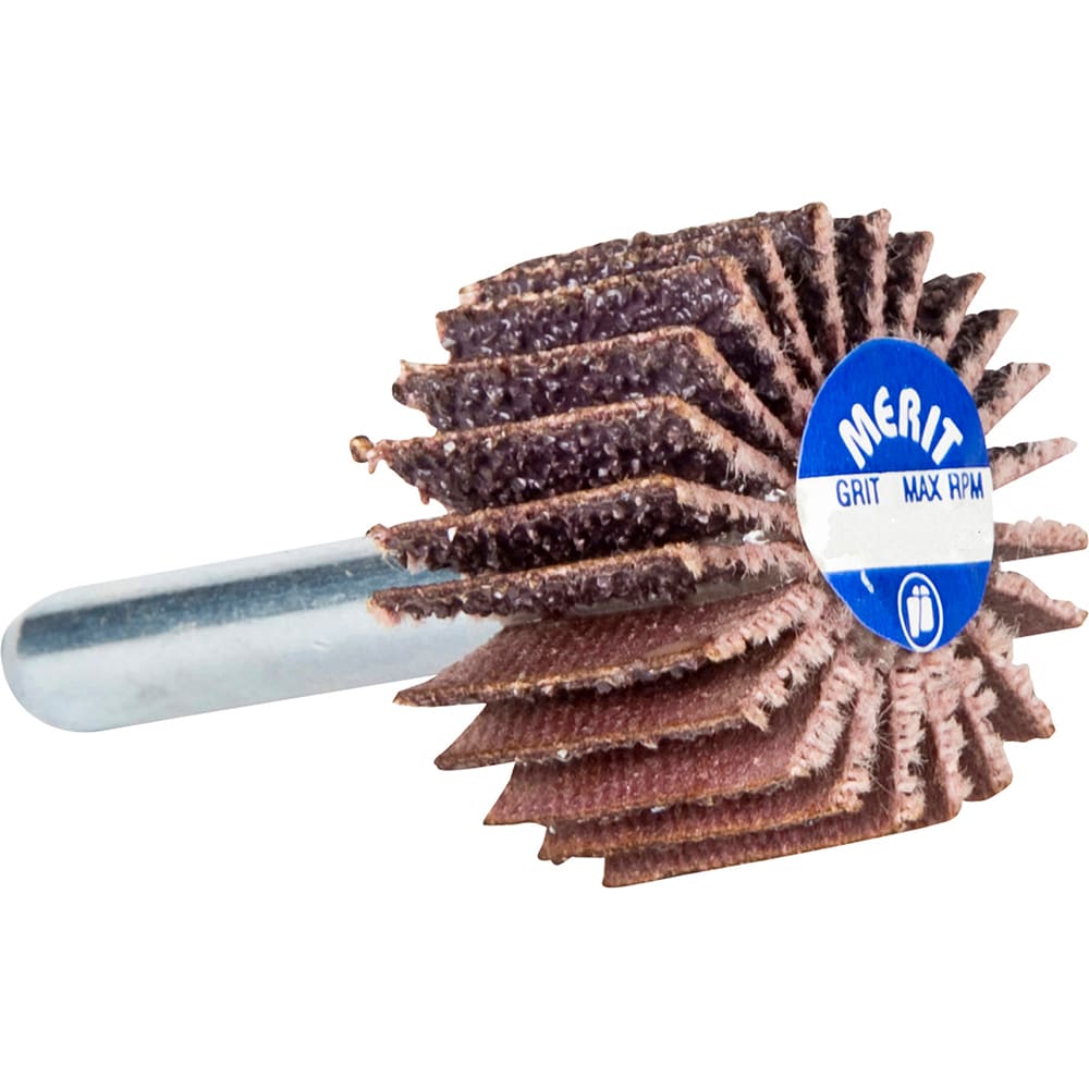 Mounted Flap Wheel: 1-1/2" Dia, 1" Face Width, 240 Grit, Aluminum Oxide