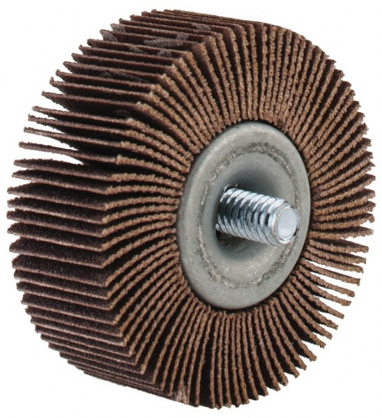 Mounted Flap Wheel: 2" Dia, 3/4" Face Width, 120 Grit, Aluminum Oxide