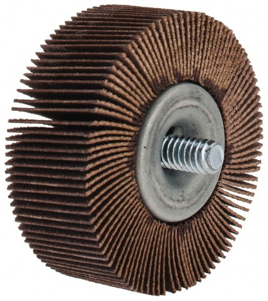 Mounted Flap Wheel: 2" Dia, 3/4" Face Width, 180 Grit, Aluminum Oxide