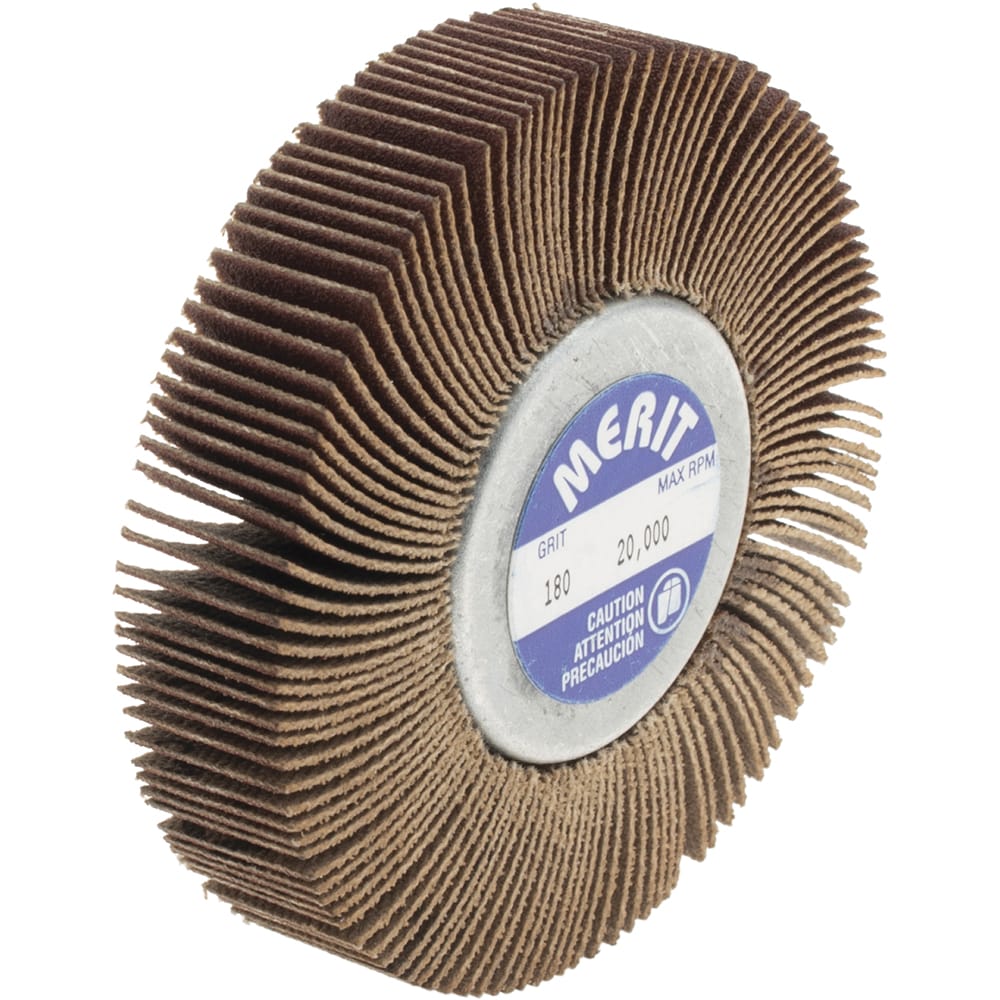 Mounted Flap Wheel: 2-1/2" Dia, 1/2" Face Width, 180 Grit, Aluminum Oxide