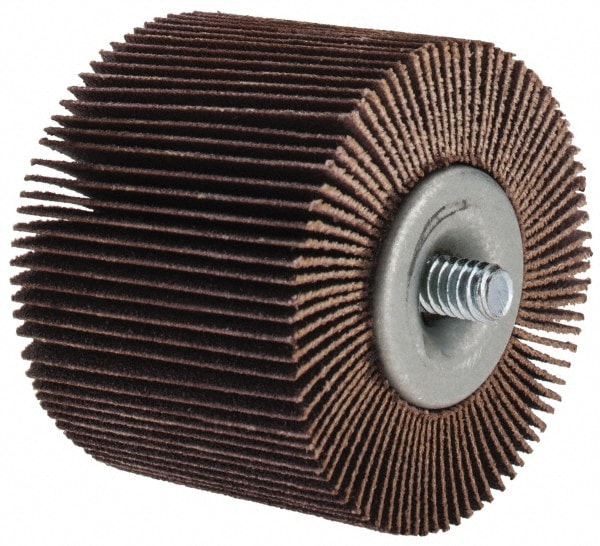 Mounted Flap Wheel: 1-1/2" Face Width, 120 Grit, Aluminum Oxide