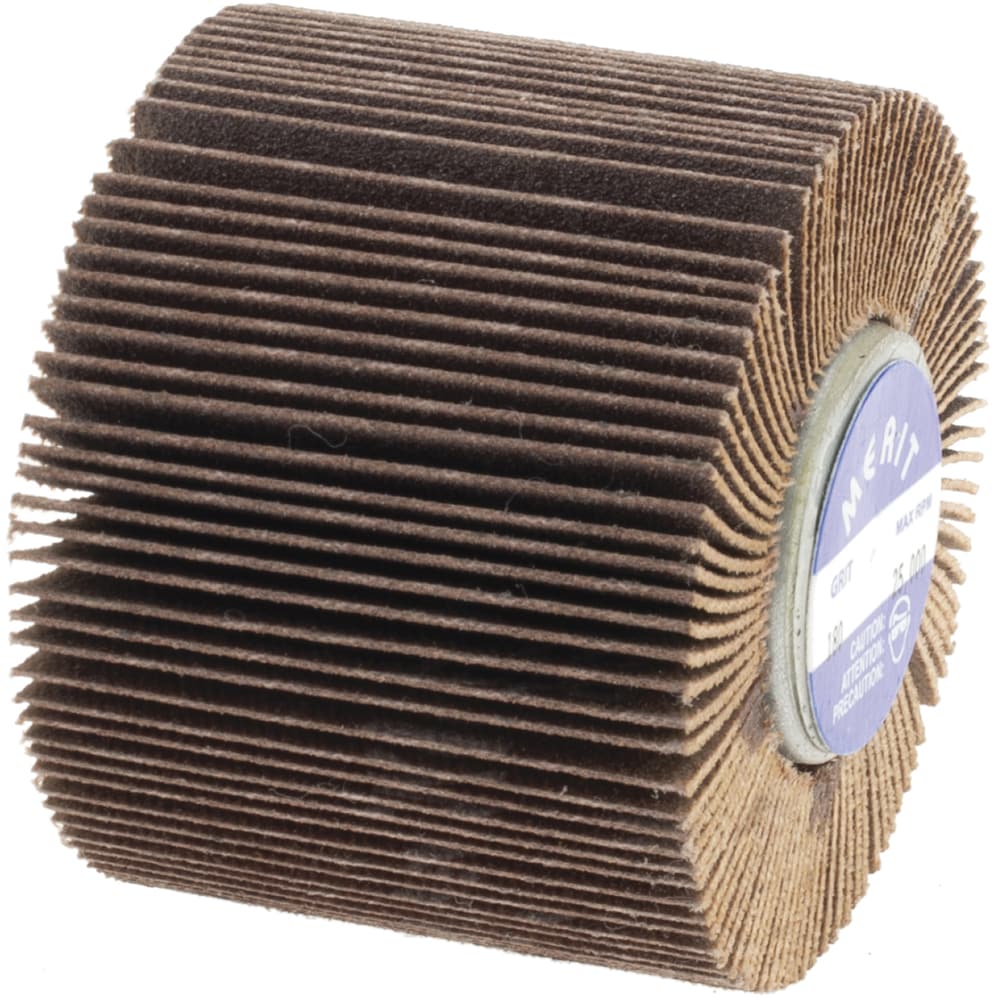 Mounted Flap Wheel: 2" Dia, 1-1/2" Face Width, 180 Grit, Aluminum Oxide