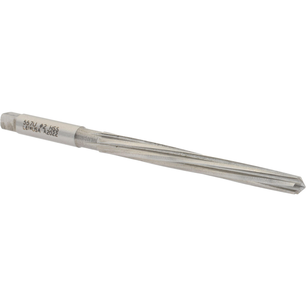 Value Collection 557u 2 Taper Pin Reamer: #2 Pin, 0.1605" Small End, 0.2008" Large End, High Speed Steel Image