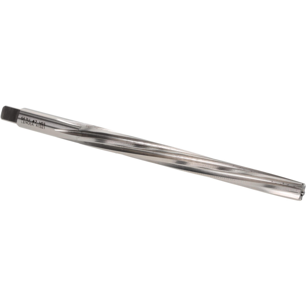 Taper Pin Reamer: #7 Pin, 0.3297" Small End, 0.422" Large End, High Speed Steel