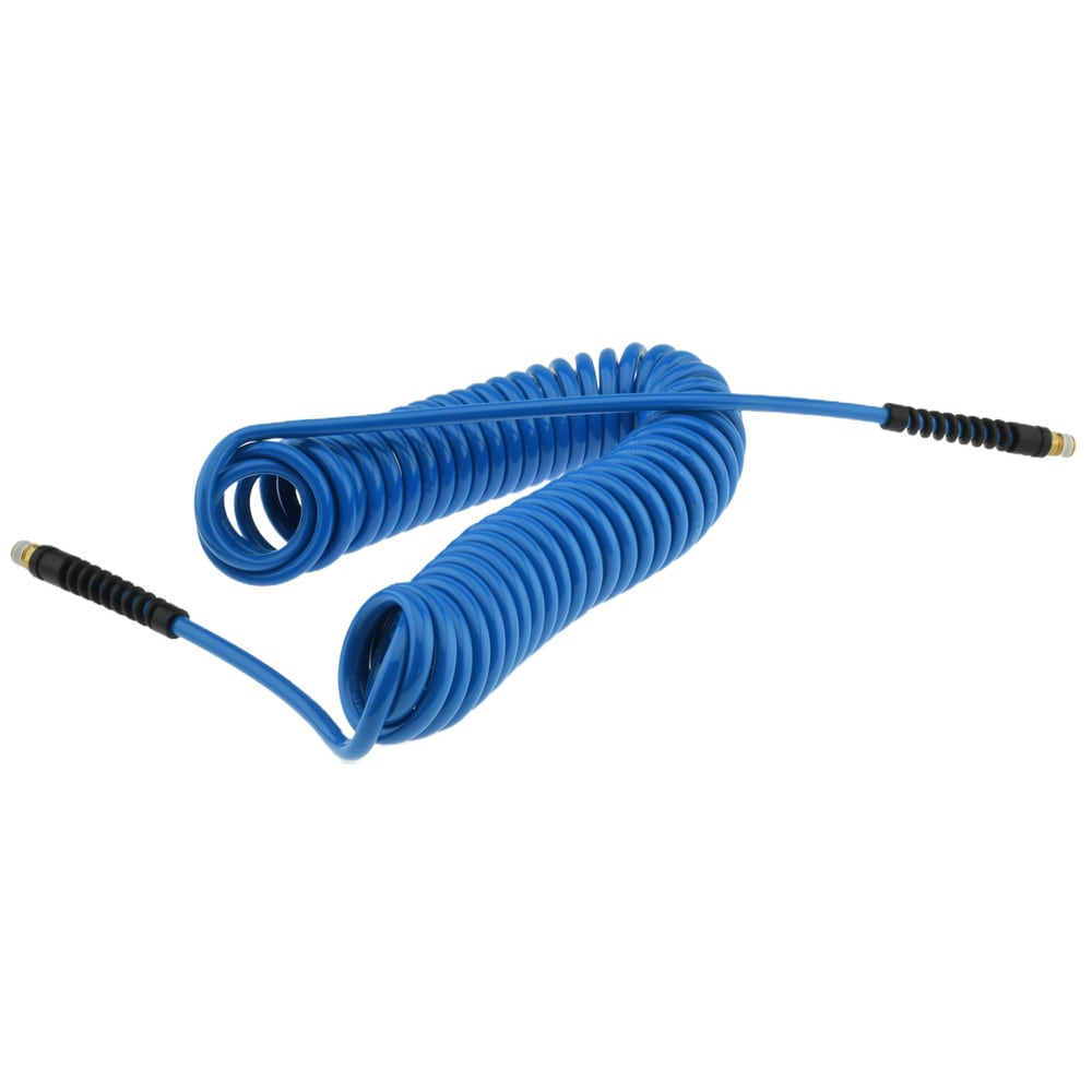 Coiled & Self Storing Hose: 1/4" ID, 30' Long, Male Swivel x Male Swivel