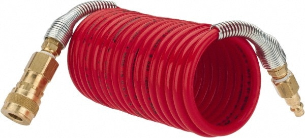 PRO-SOURCE 5830014112PRO Coiled & Self Storing Hose: 1/4" ID, 12 Long, Industrial Interchange Coupler x Plug Image