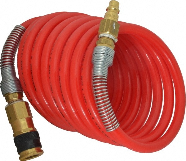 PRO-SOURCE 5830038212PRO Coiled & Self Storing Hose: 3/8" ID, 12 Long, Industrial Interchange Coupler x Plug Image