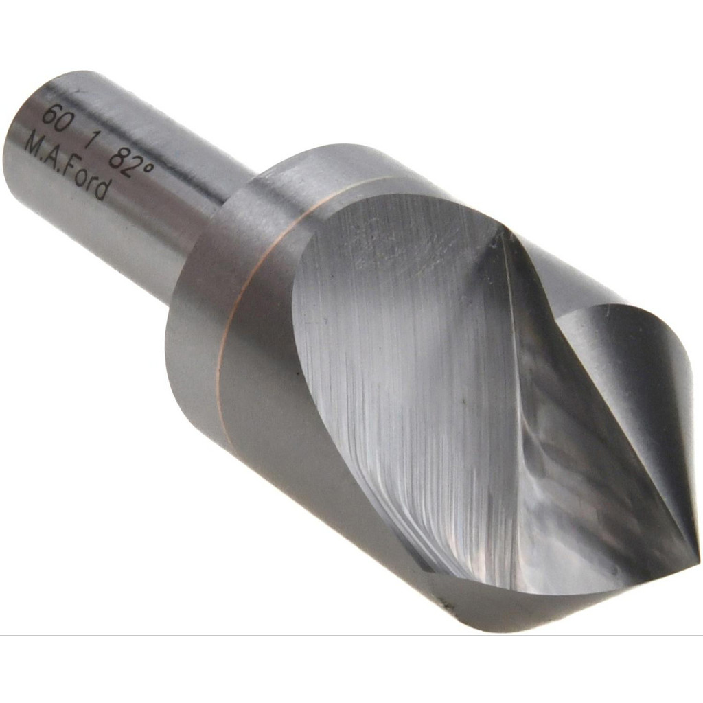M.A. Ford® Countersink: 1" Head Dia, 82 deg Included Angle, 1 Flute, Solid Carbide, Right Hand Cut - 1/2" Shank Dia, 3" OAL, Bright/Uncoated Finish