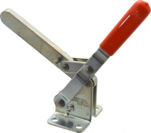 Lapeer VST-600 Manual Hold-Down Toggle Clamp: Vertical, 700 lb Capacity, Solid Bar, Flanged Base 