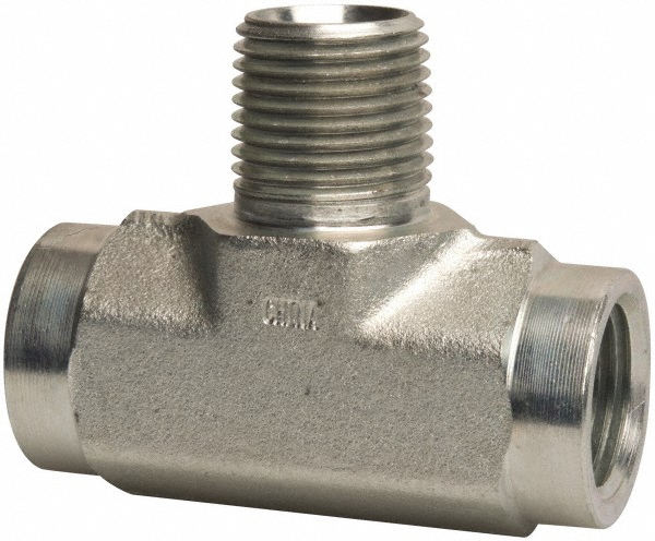Parker 1/2 MMS-S Industrial Pipe Male Branch Tee: 1/2" Female Thread, 1/2" Male Thread, MNPTF x FNPTF Image
