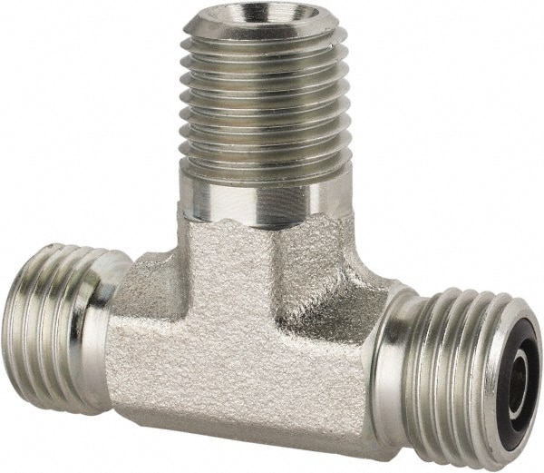 Parker 4-4-4 SLO-S Compression Tube Male Branch Tee: 1/4-18" Thread, O-Ring Face Seal/NPTF Image