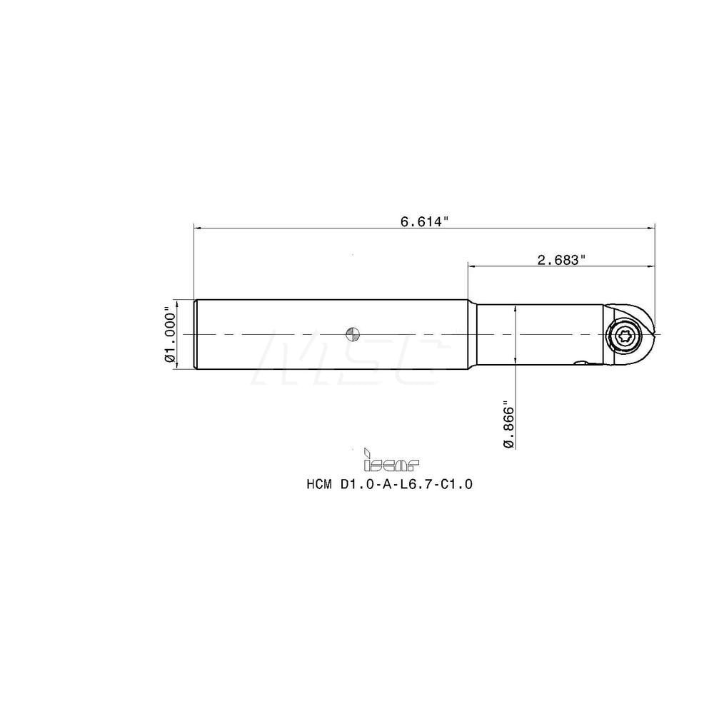 Iscar Indexable Ball Nose End Mill 1" Cut Dia, 6.7" OAL MSC