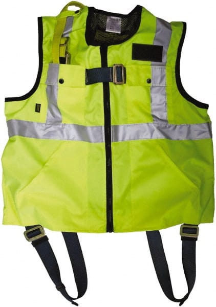 Fall Protection Harnesses: 350 Lb, Vest Style, Size Large, Polyester, Back