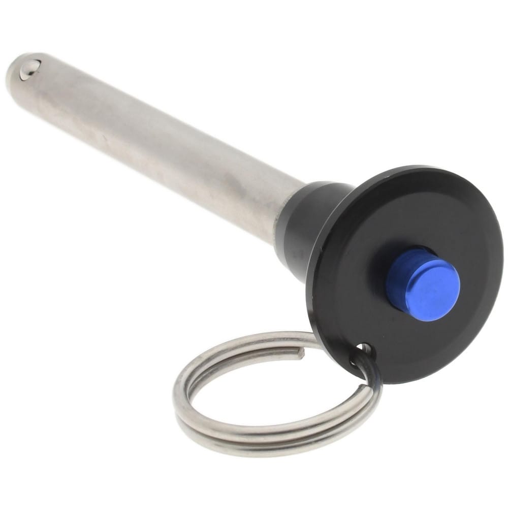 Quick-Release Pin: Button Handle, 3/8" Pin Dia, 3" Usable Length