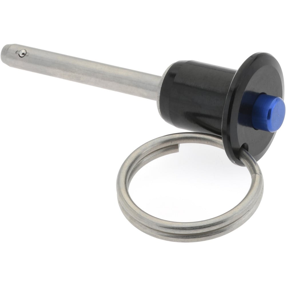 Quick-Release Pin: Button Handle, 3/16" Pin Dia, 1-1/4" Usable Length