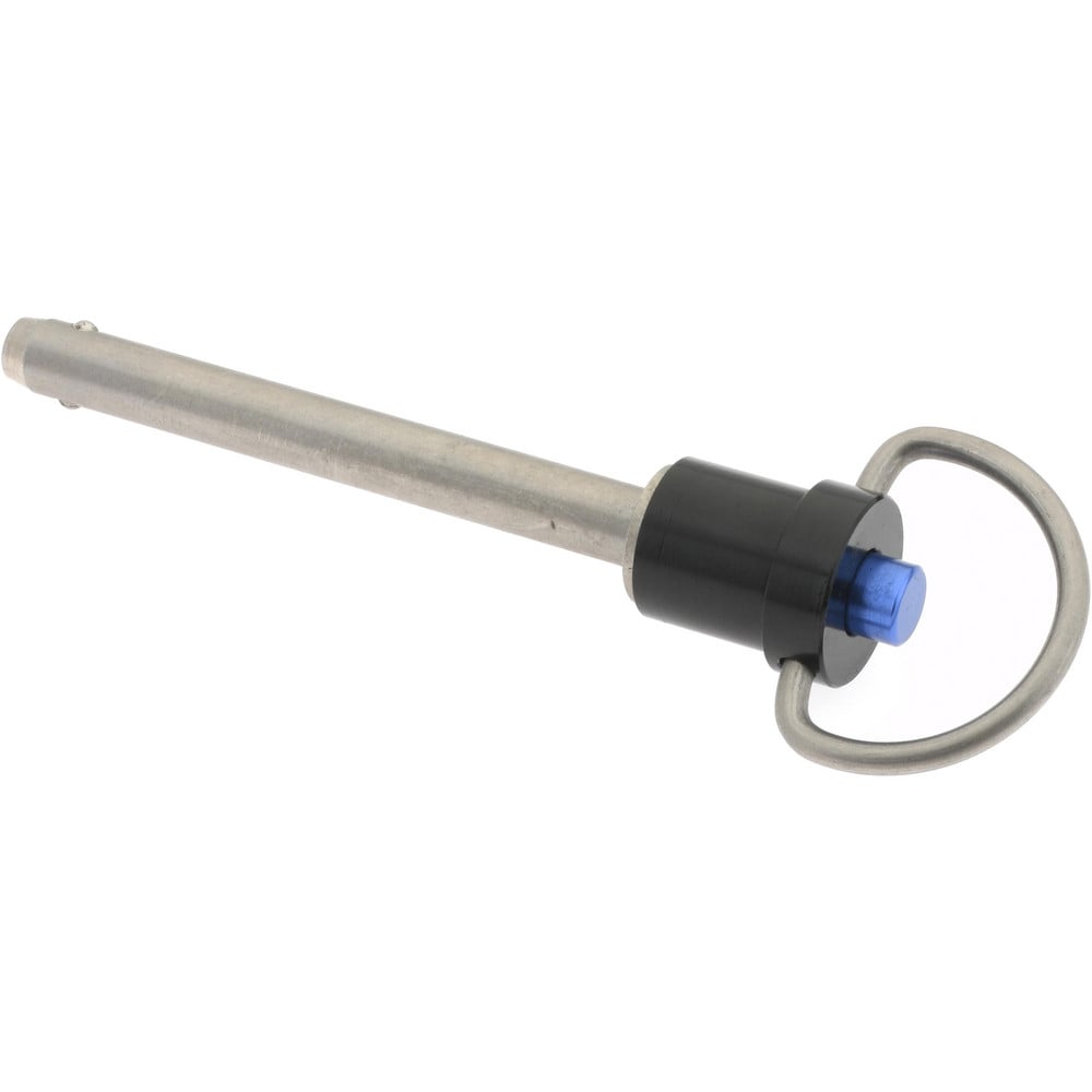 Quick-Release Pin: Ring Handle, 1/4" Pin Dia, 2" Usable Length