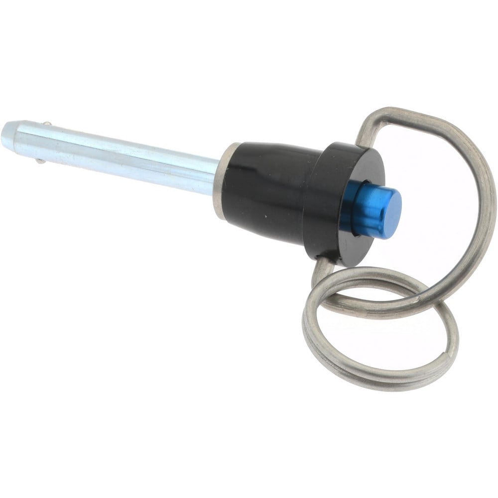 Quick-Release Pin: Ring Handle, 3/16" Pin Dia, 1" Usable Length