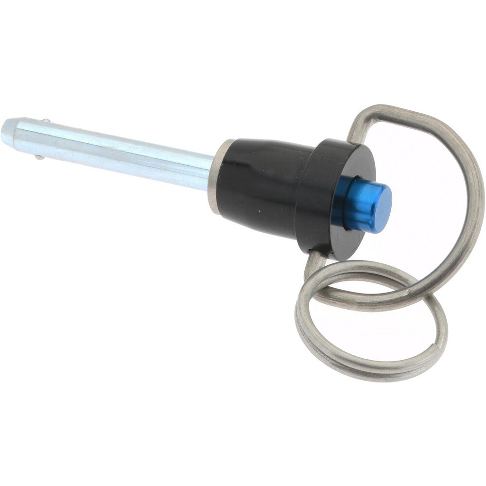 Quick-Release Pin: Ring Handle, 3/16" Pin Dia, 1" Usable Length