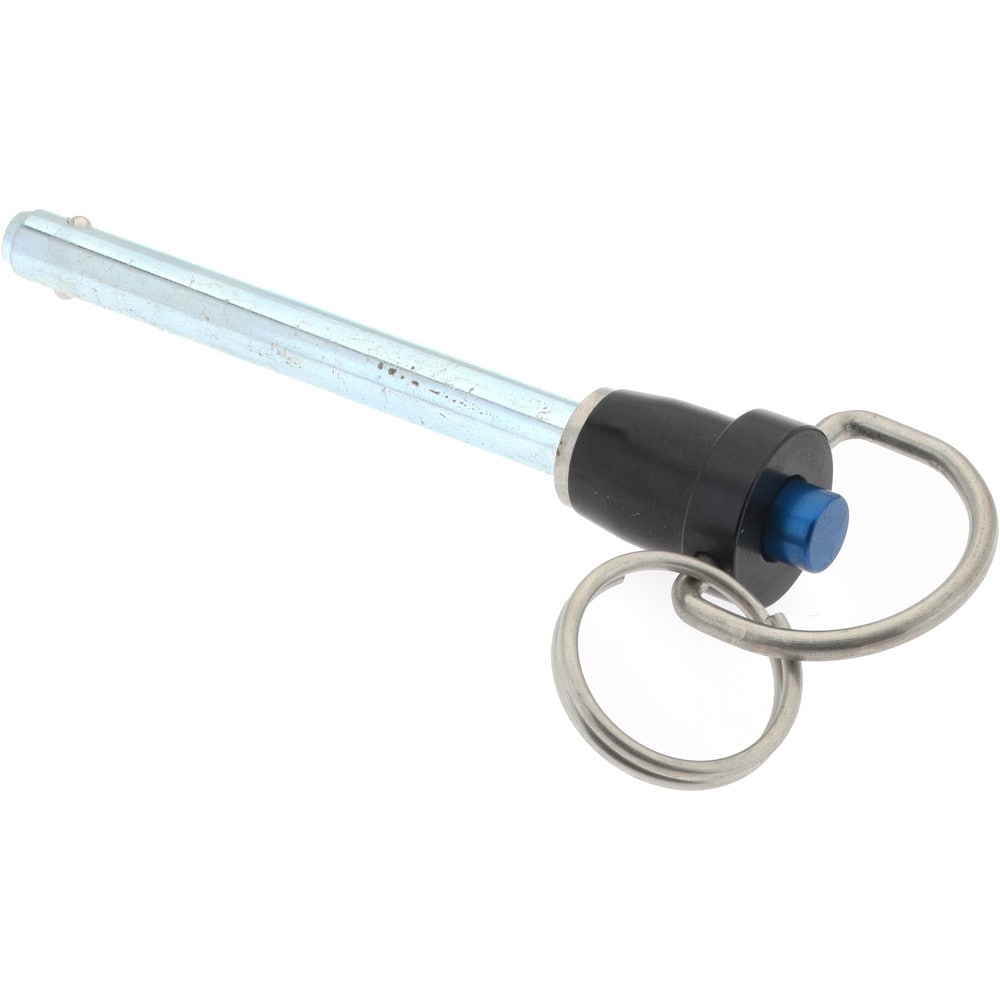 Quick-Release Pin: Ring Handle, 1/4" Pin Dia, 2" Usable Length