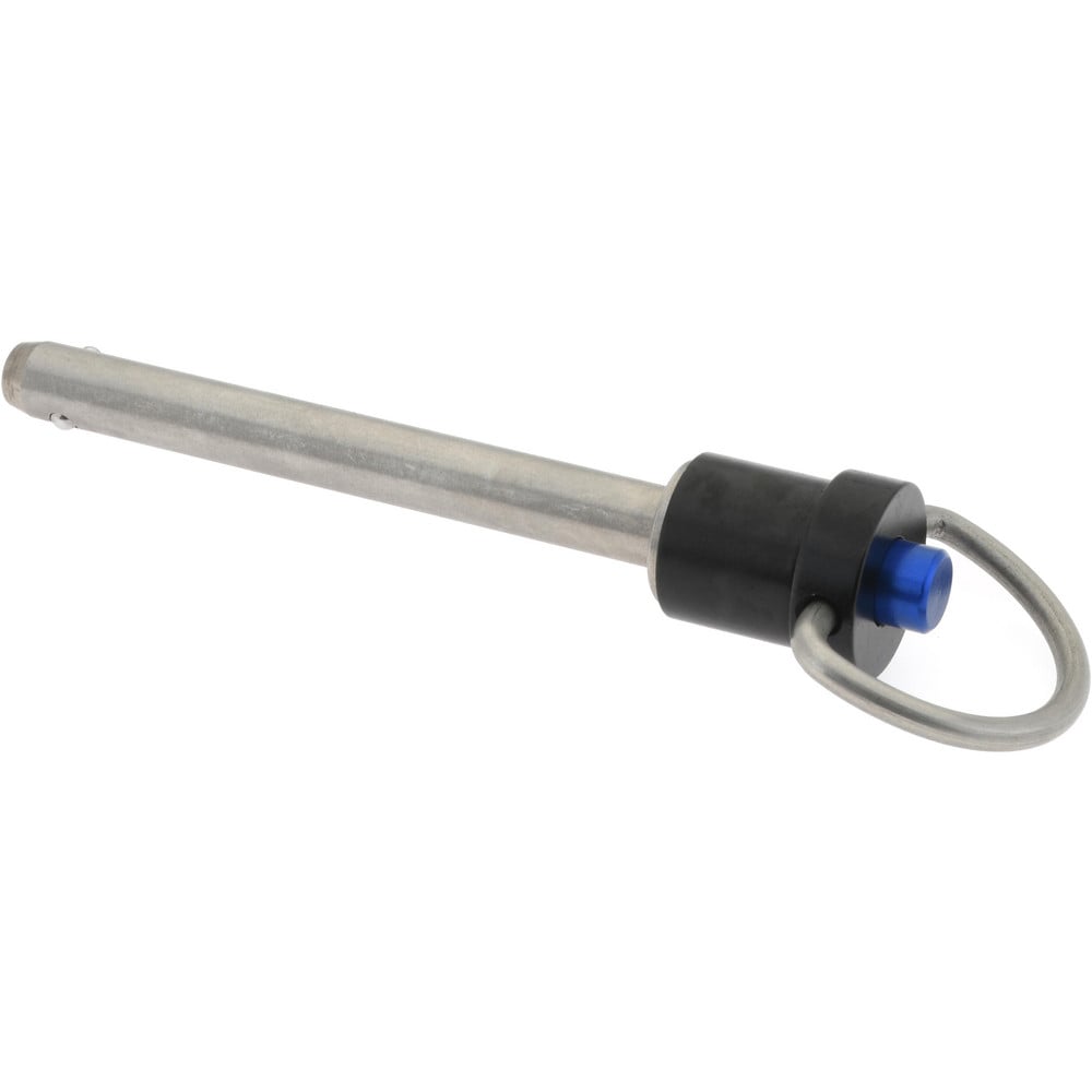 Quick-Release Pin: Ring Handle, 1/4" Pin Dia, 2" Usable Length