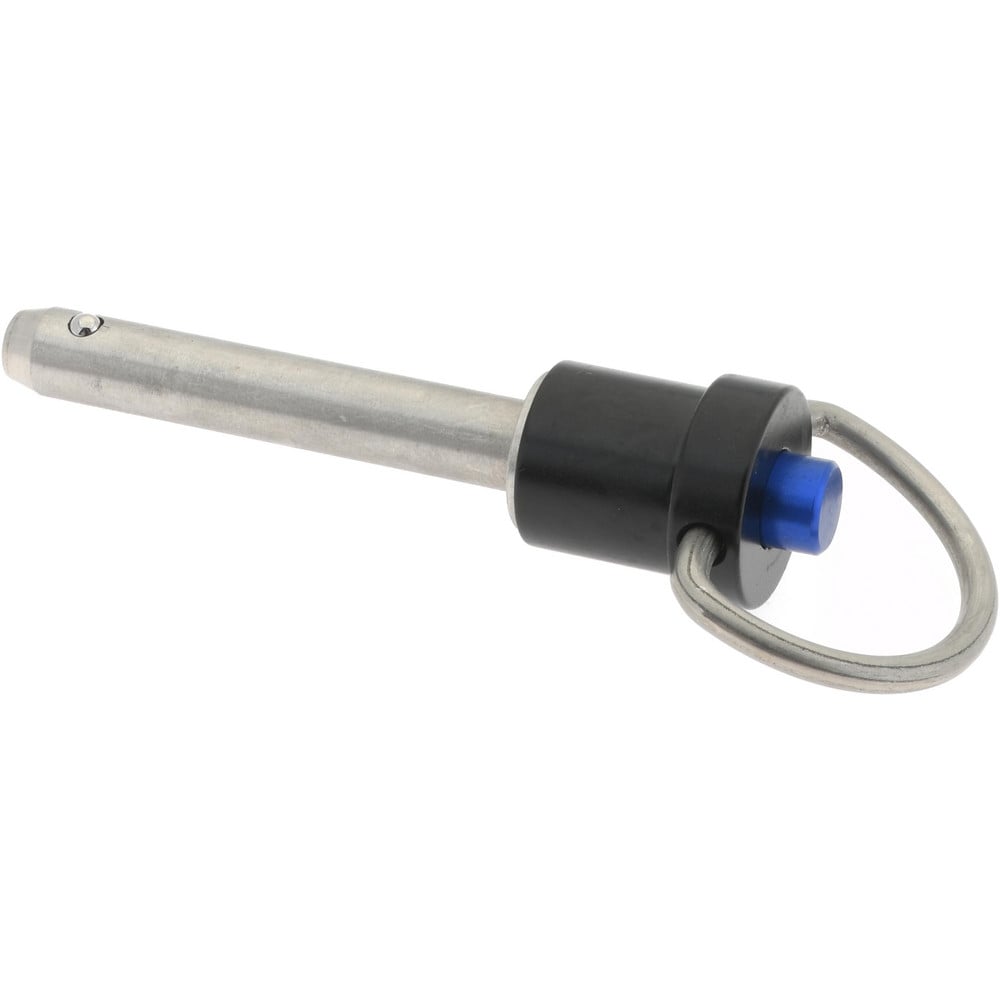 Quick-Release Pin: Ring Handle, 1/4" Pin Dia, 1-1/4" Usable Length